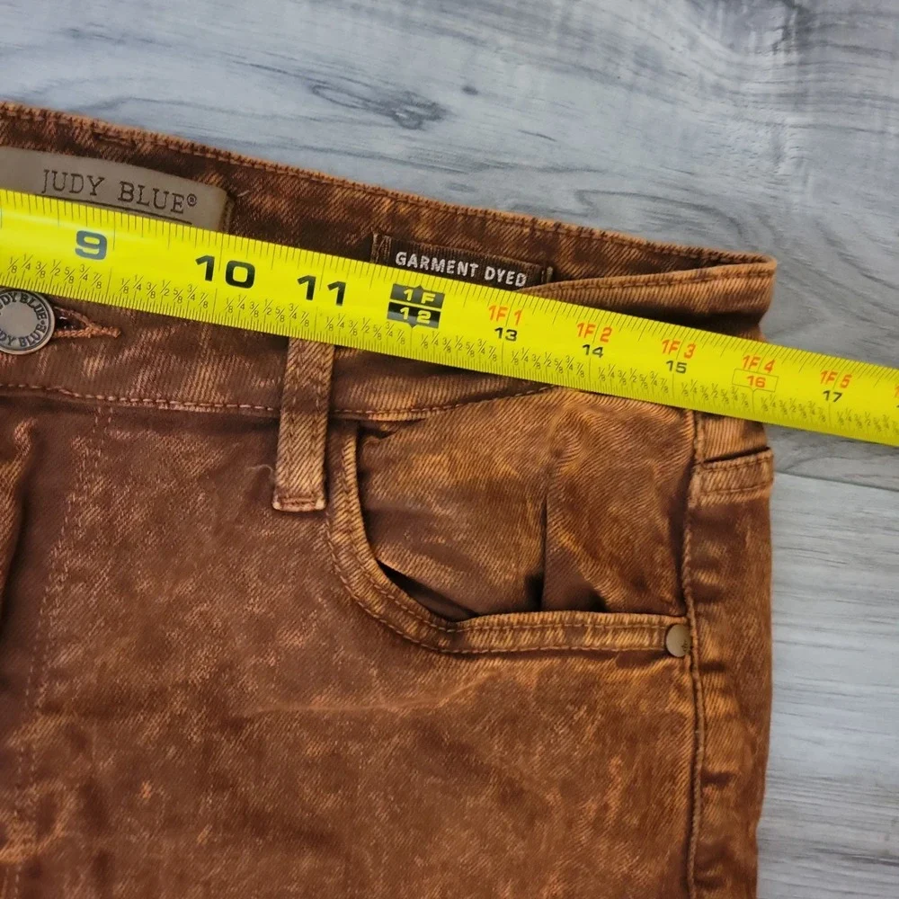 Judy Blue Jeans Womens 13/31 Rust Color Dryed Wash Raw Hem Wide Leg